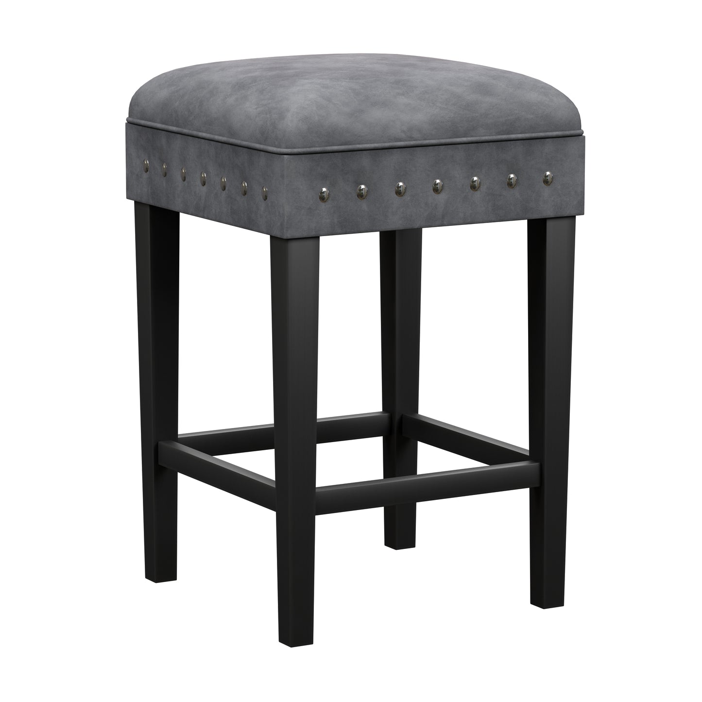 Hillsdale Furniture Cassidy Wood and Upholstered Backless Counter Height Stool, Black with Charcoal Velvet