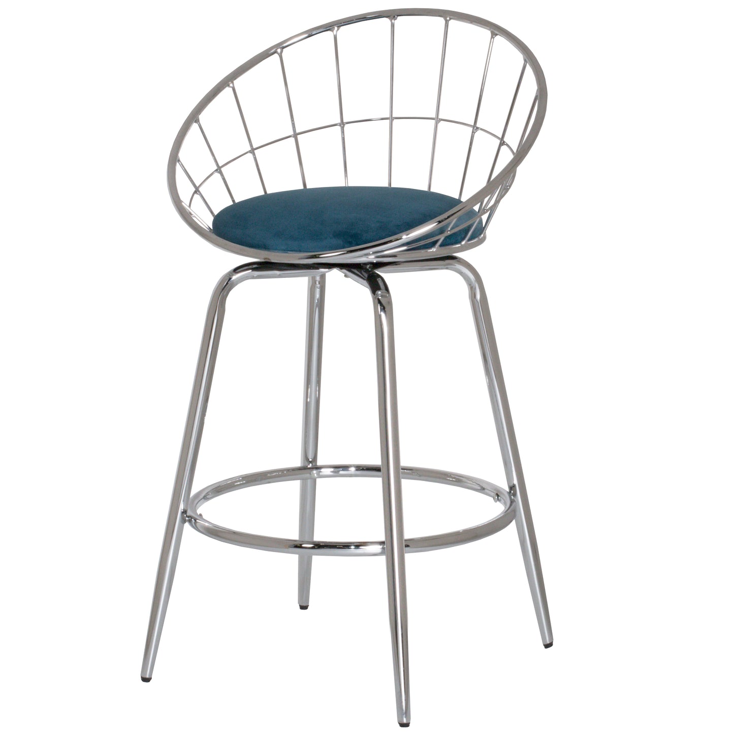 Hillsdale Furniture Bullock Metal Swivel Counter Height Stool, Teal Blue Velvet