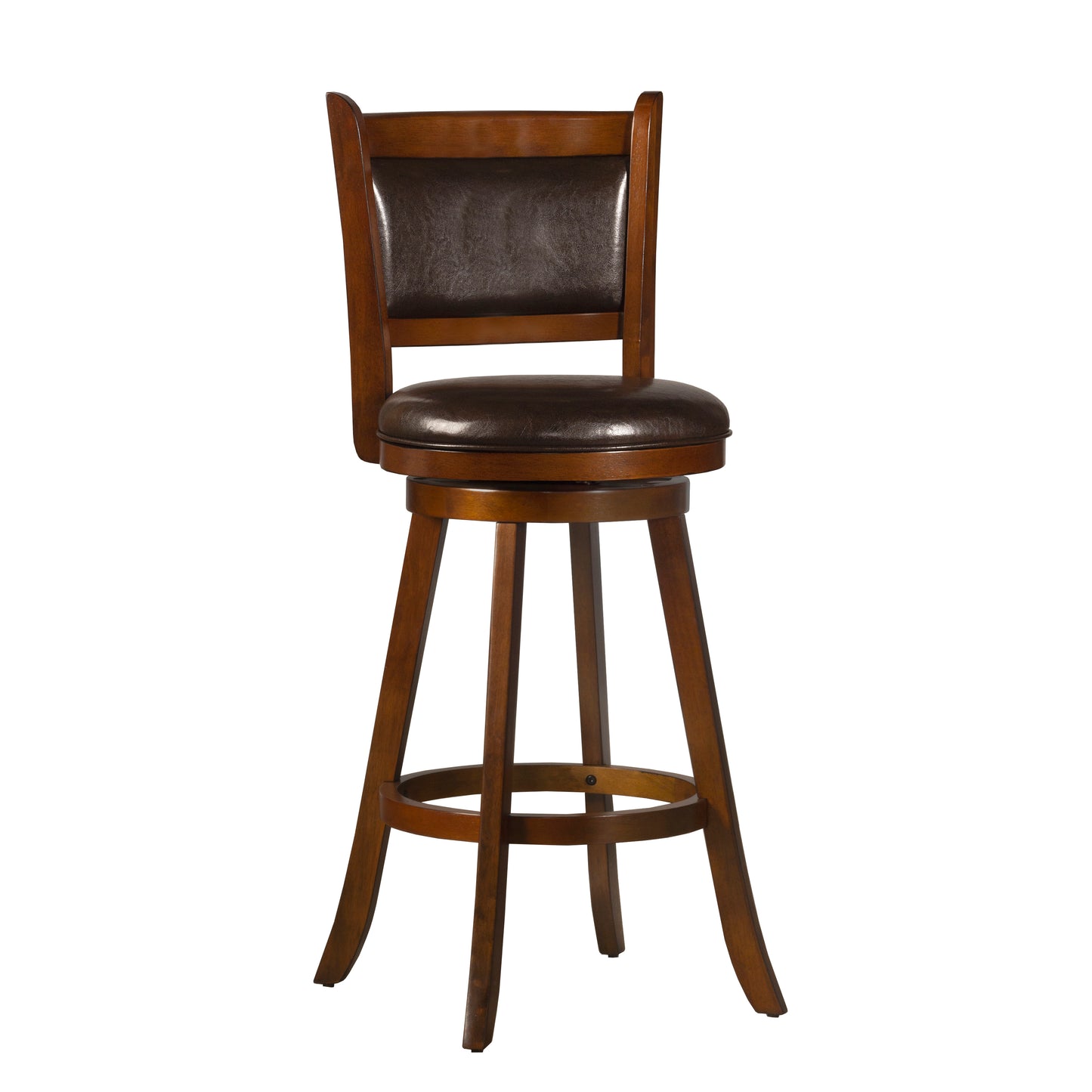 Hillsdale Furniture Dennery Wood Bar Height Swivel Stool, Cherry with Brown Vinyl