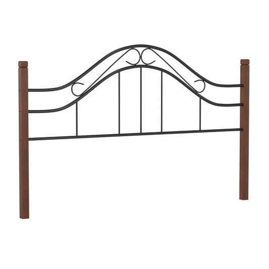 Hillsdale Furniture Matson King Metal Headboard with Cherry Wood Posts, Black