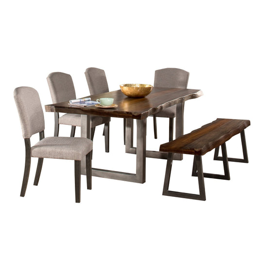 Hillsdale Furniture Emerson Wood 6 Piece Rectangle Dining Set with One Bench and Four Chairs, Gray Sheesham