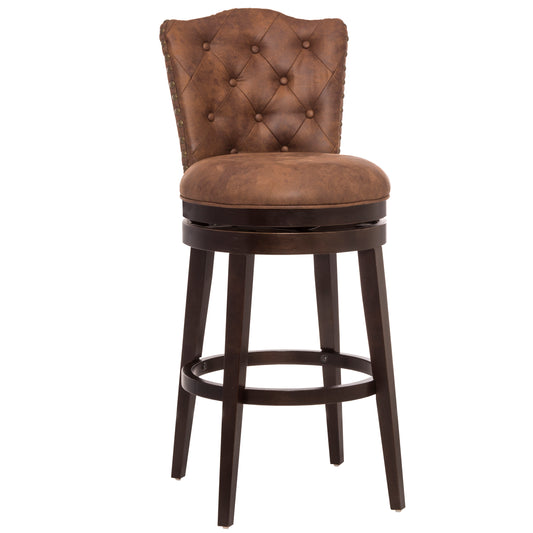 Hillsdale Furniture Edenwood Wood Bar Height Swivel Stool, Chocolate with Chestnut Faux Leather