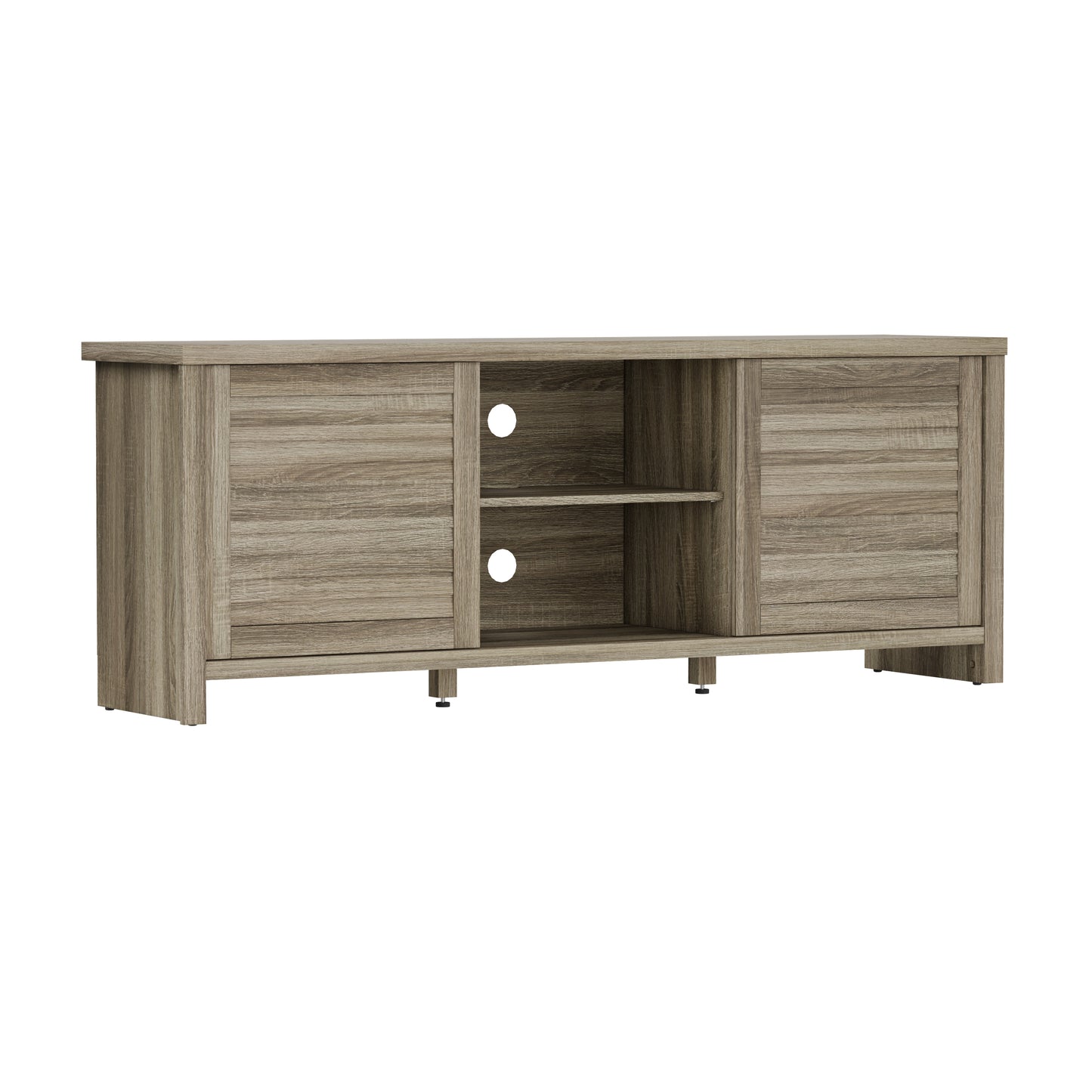 Living Essentials by Hillsdale Handerson 64 Inch Wood Entertainment Console, Dark Oak Finish