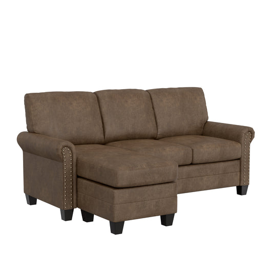 Hillsdale Furniture Barroway Upholstered Reversible Chaise Sectional, Antique Brown