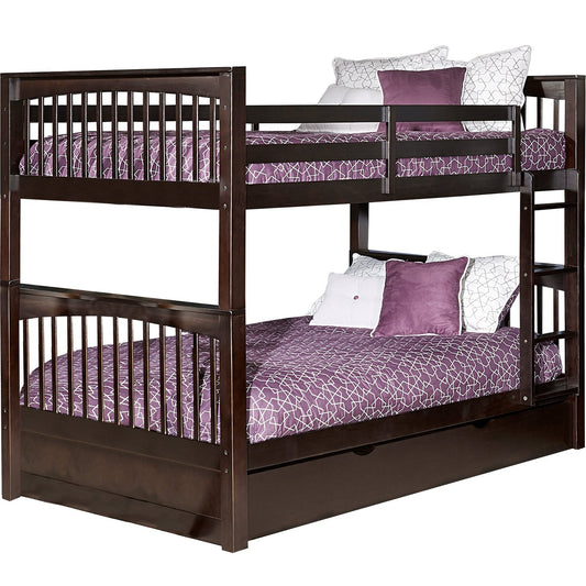 Hillsdale Kids and Teen Pulse Wood Full Over Full Bunk Bed with Trundle, Chocolate