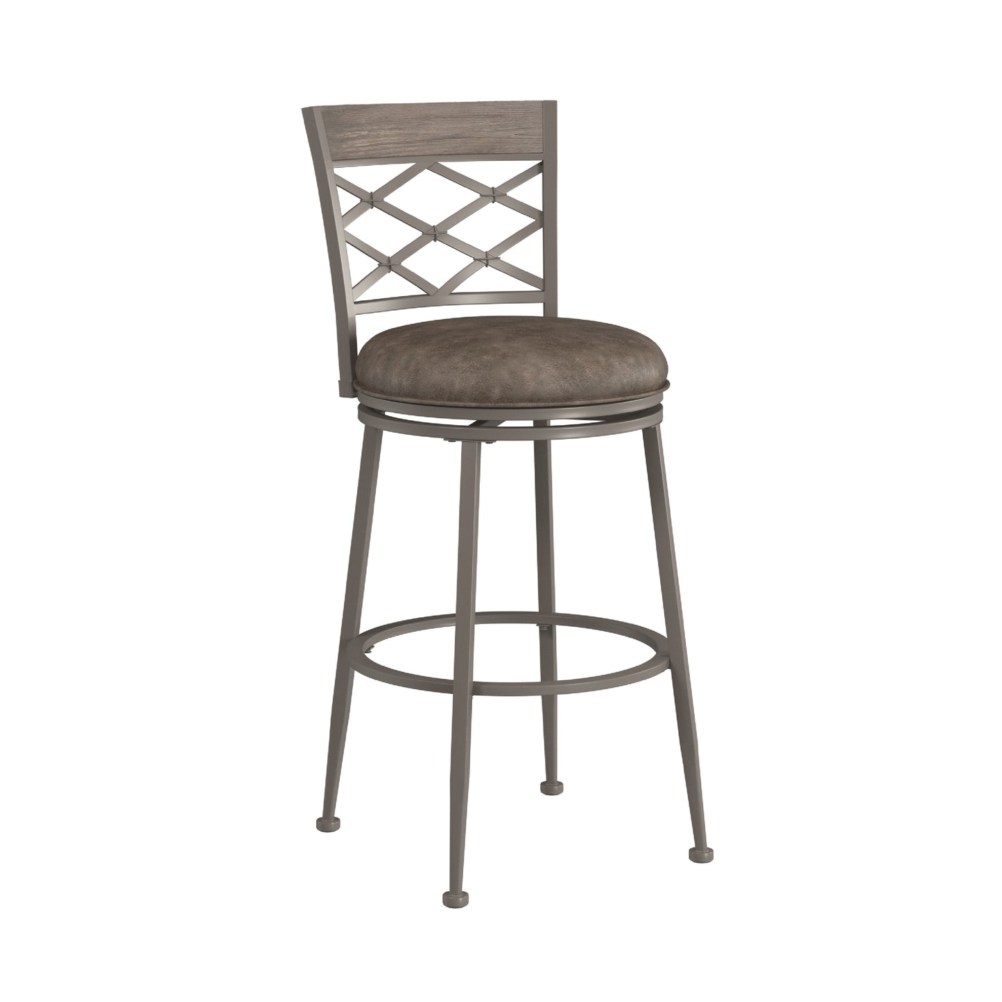 Hillsdale Furniture Hutchinson Metal Bar Height Swivel Stool, Pewter