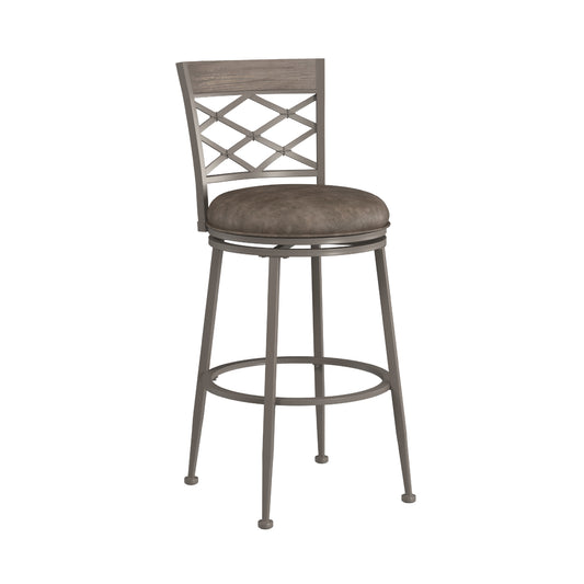 Hillsdale Furniture Hutchinson Metal Bar Height Swivel Stool, Pewter