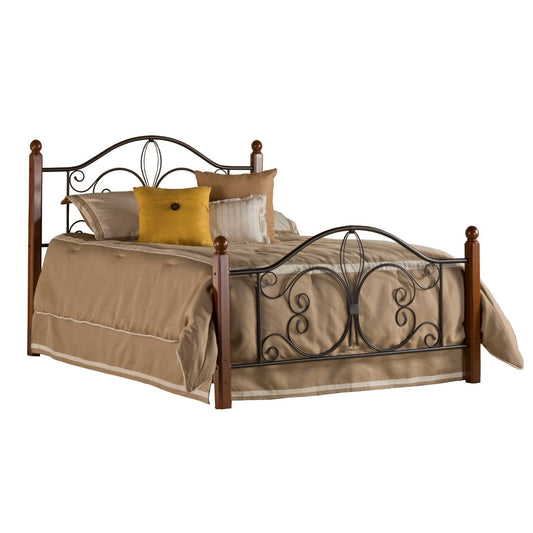 Hillsdale Furniture Milwaukee King Metal Bed with Cherry Wood Posts, Textured Black