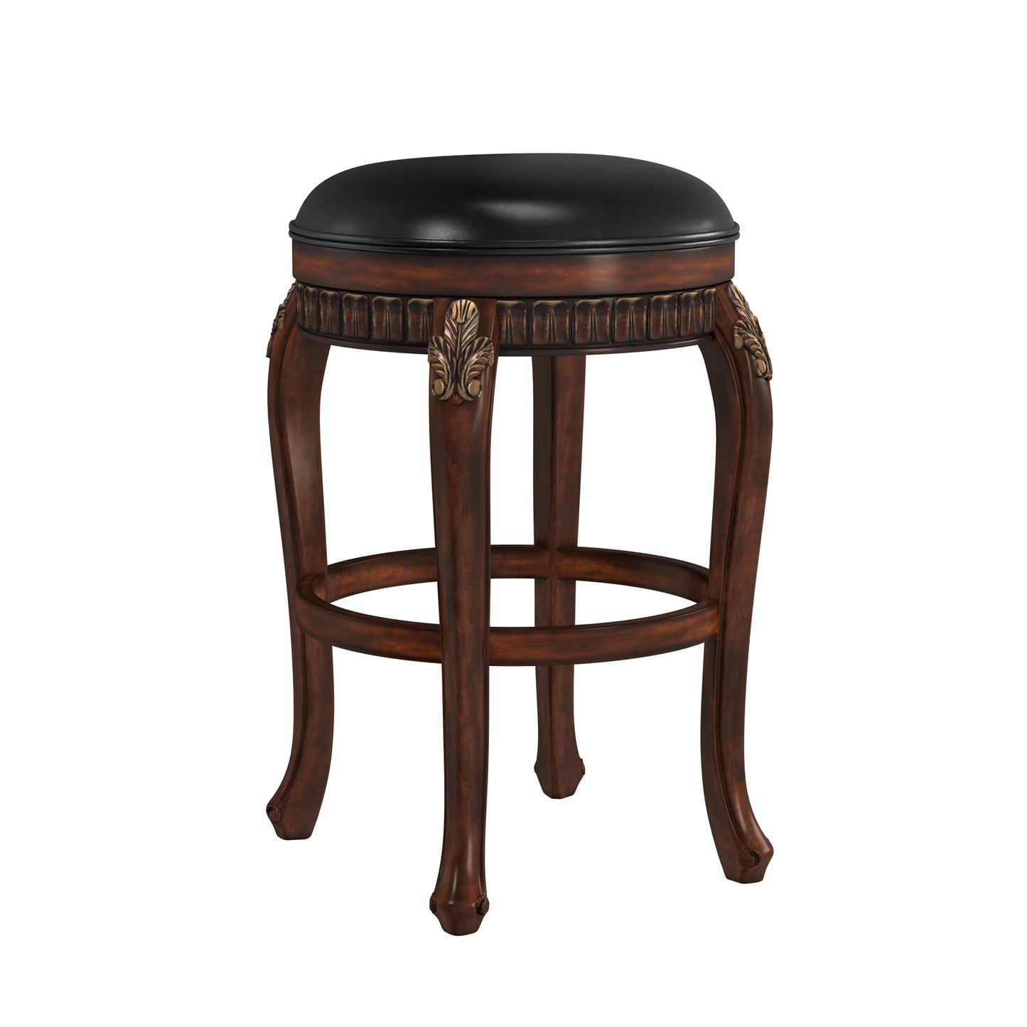 Hillsdale Furniture Fleur De Lis Wood Backless Bar Height Swivel Stool, Distressed Cherry with Copper Highlights