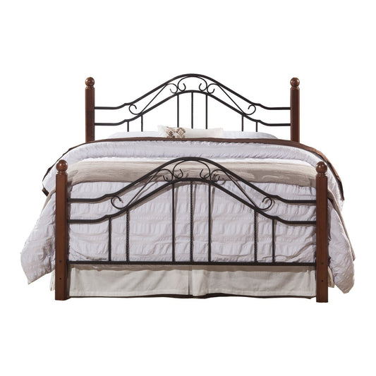 Hillsdale Furniture Madison Queen Metal Bed and Cherry Wood Posts, Textured Black