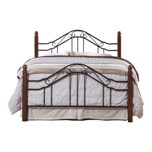 Hillsdale Furniture Madison Full Metal Bed and Cherry Wood Posts, Textured Black