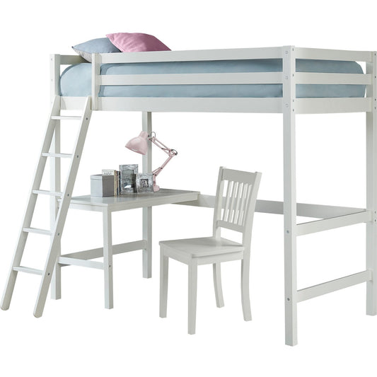 Hillsdale Kids and Teen Caspian Twin Loft Bed with Desk Chair, White