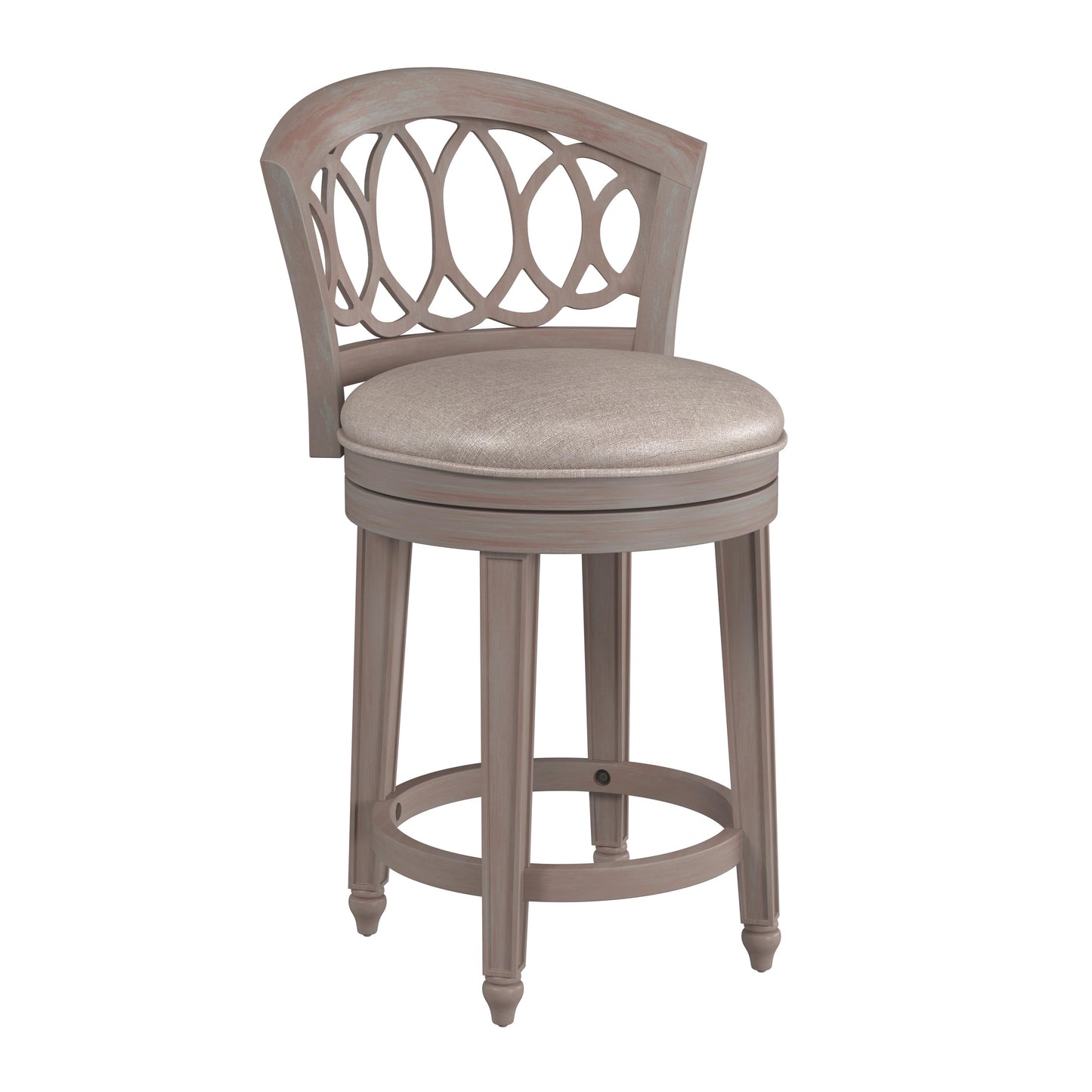 Hillsdale Furniture Adelyn Wood Counter Height Swivel Stool, Antique Gray wash with Putty Beige Fabric