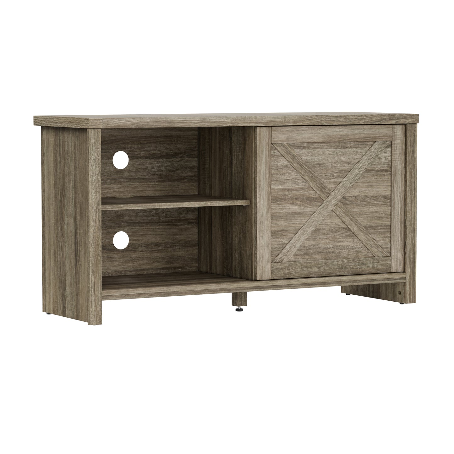 Living Essentials by Hillsdale Columbus 47 Inch Wood Entertainment Console, Dark Oak Finish