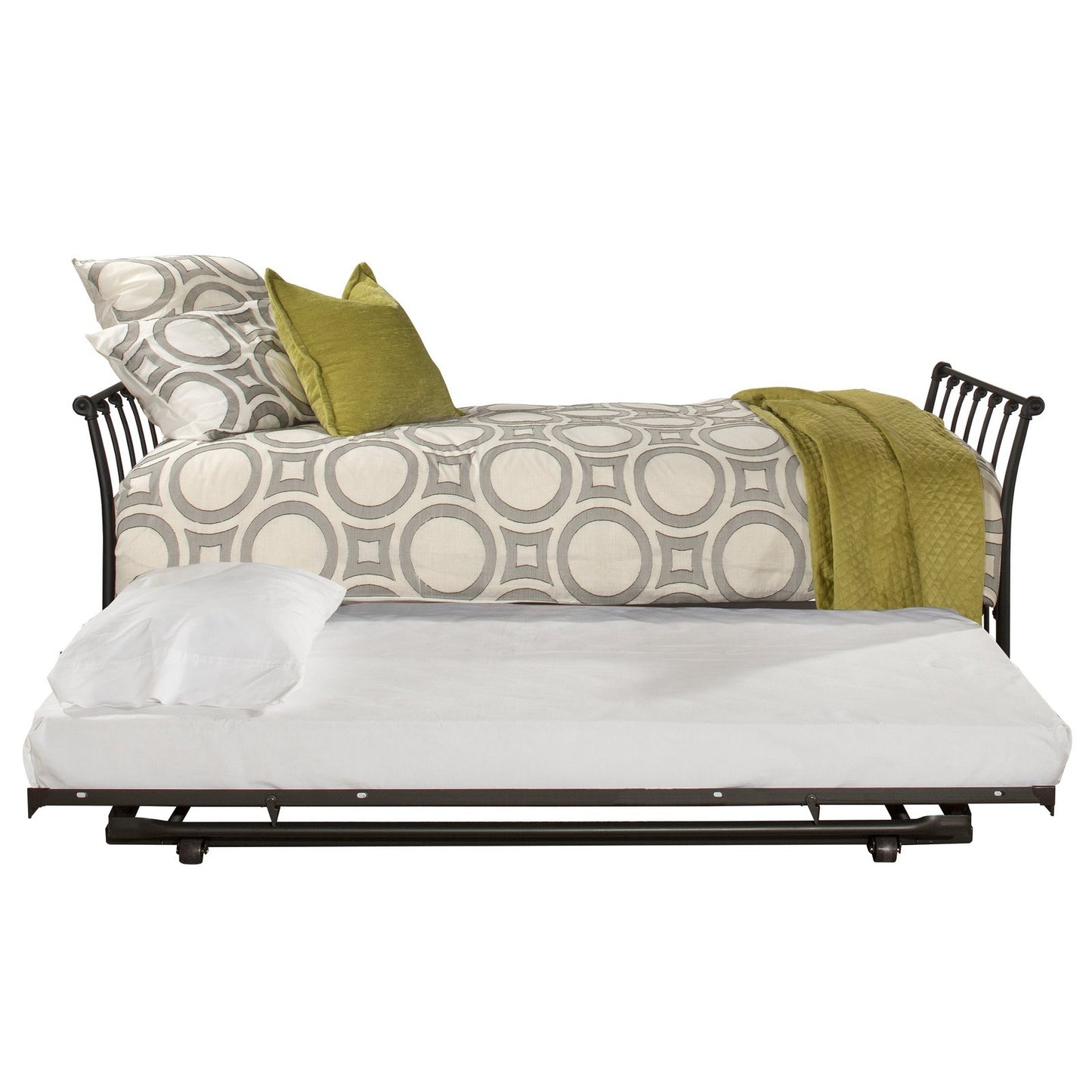 Hillsdale Furniture Midland Metal Backless Twin Daybed with Roll Out Trundle, Black Sparkle