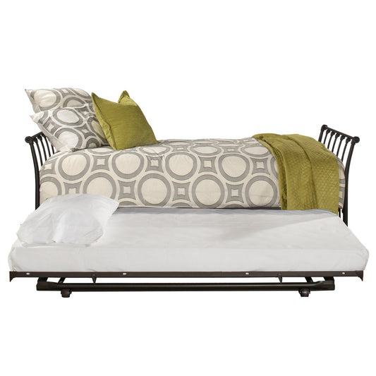 Hillsdale Furniture Midland Metal Backless Twin Daybed with Roll Out Trundle, Black Sparkle