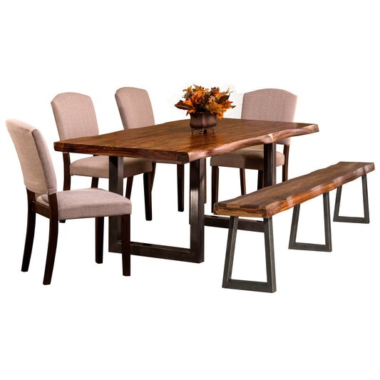 Hillsdale Furniture Emerson Wood 6 Piece Rectangle Dining with One Bench and Four Chairs, Natural Sheesham