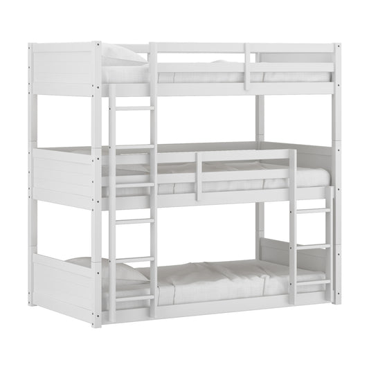 Living Essentials by Hillsdale Capri Wood Triple Bunk Bed, White