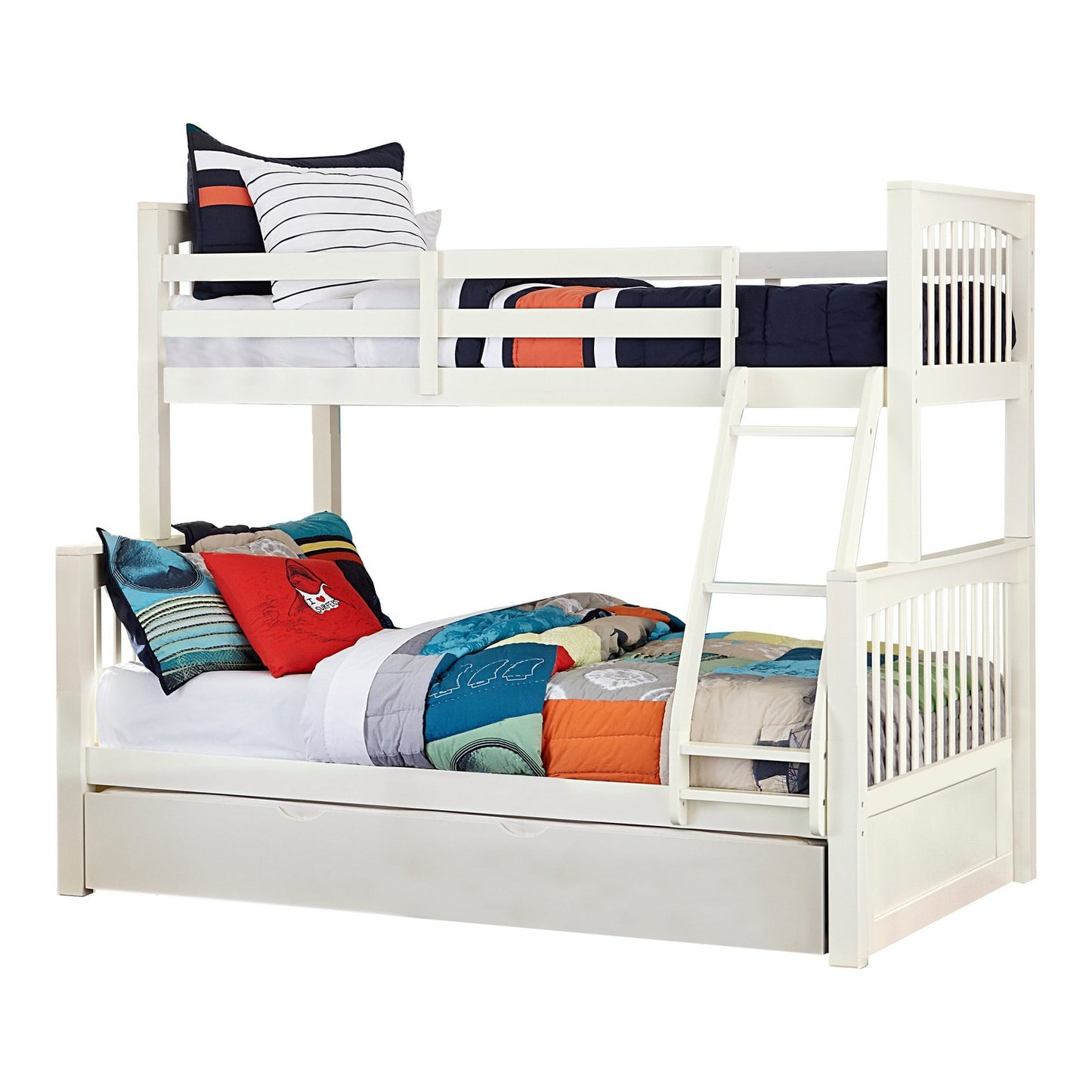 Hillsdale Kids and Teen Pulse Wood Twin Over Full Bunk Bed with Trundle, White