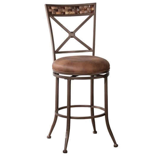 Hillsdale Furniture Compton Metal Bar Height Swivel Stool, Brown