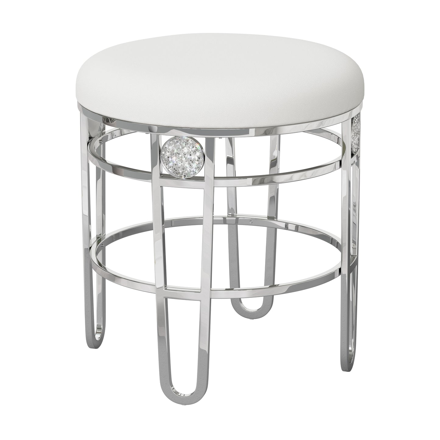 Hillsdale Furniture Dessa Glam Metal Vanity Stool, Chrome