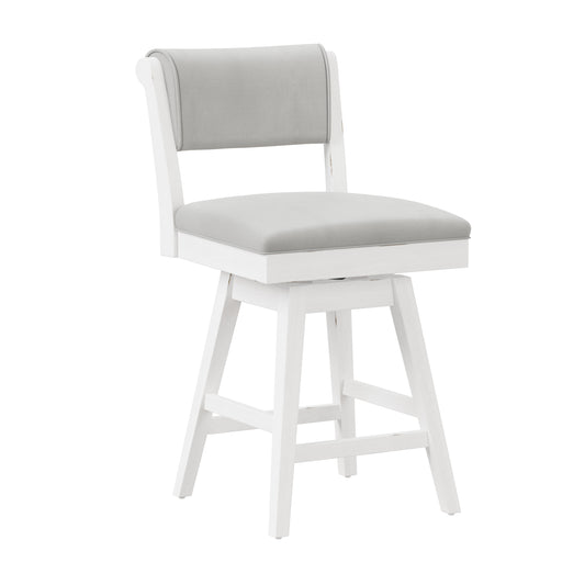 Hillsdale Furniture Clarion Wood and Upholstered Counter Height Swivel Stool, Sea White