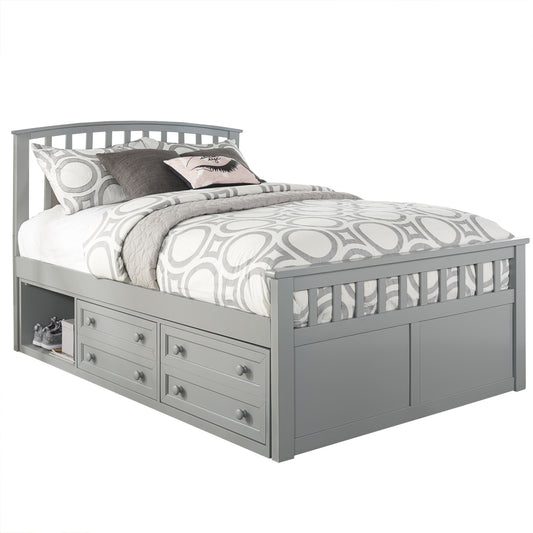 Hillsdale Kids and Teen Schoolhouse 4.0 Charlie Wood Full Captain's Bed with One Storage Unit, Gray