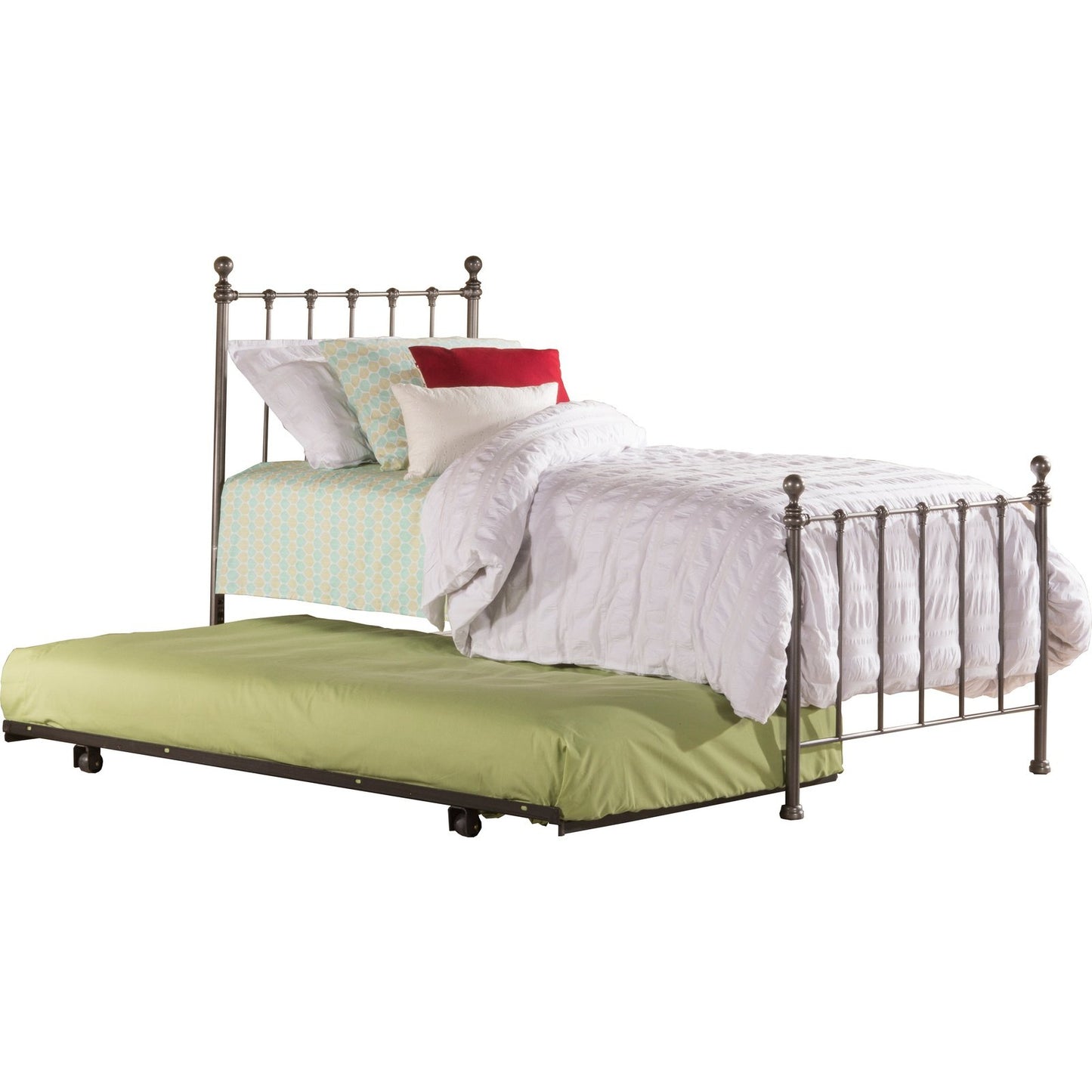 Hillsdale Furniture Molly Twin Metal Bed with Suspension Deck and Roll Out Trundle, Black Steel