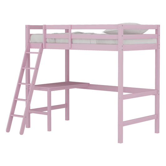 Hillsdale Kids and Teen Caspian Twin Loft Bed, Soft Pink