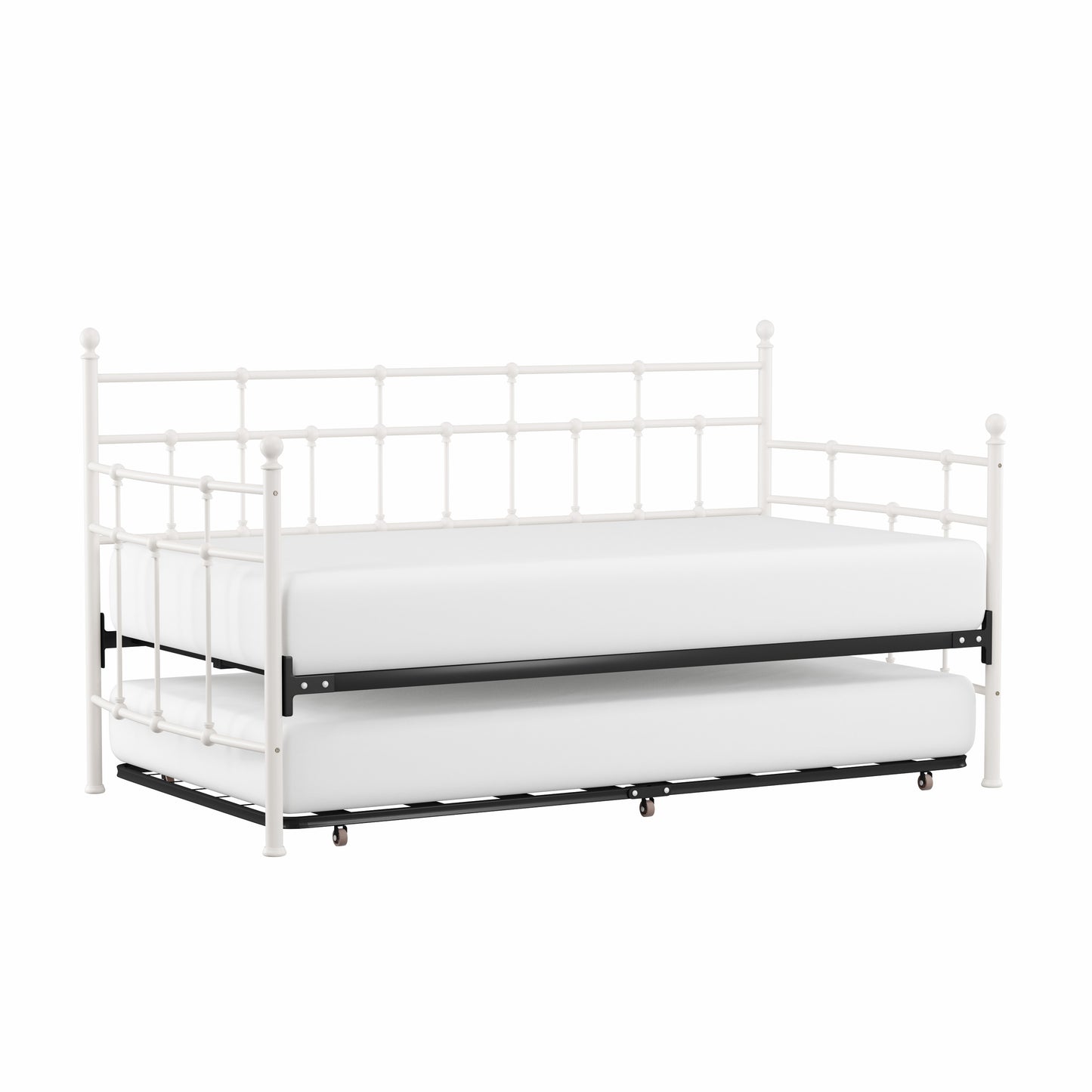 Hillsdale Furniture Providence Metal Twin Daybed with Roll Out Trundle, Soft White