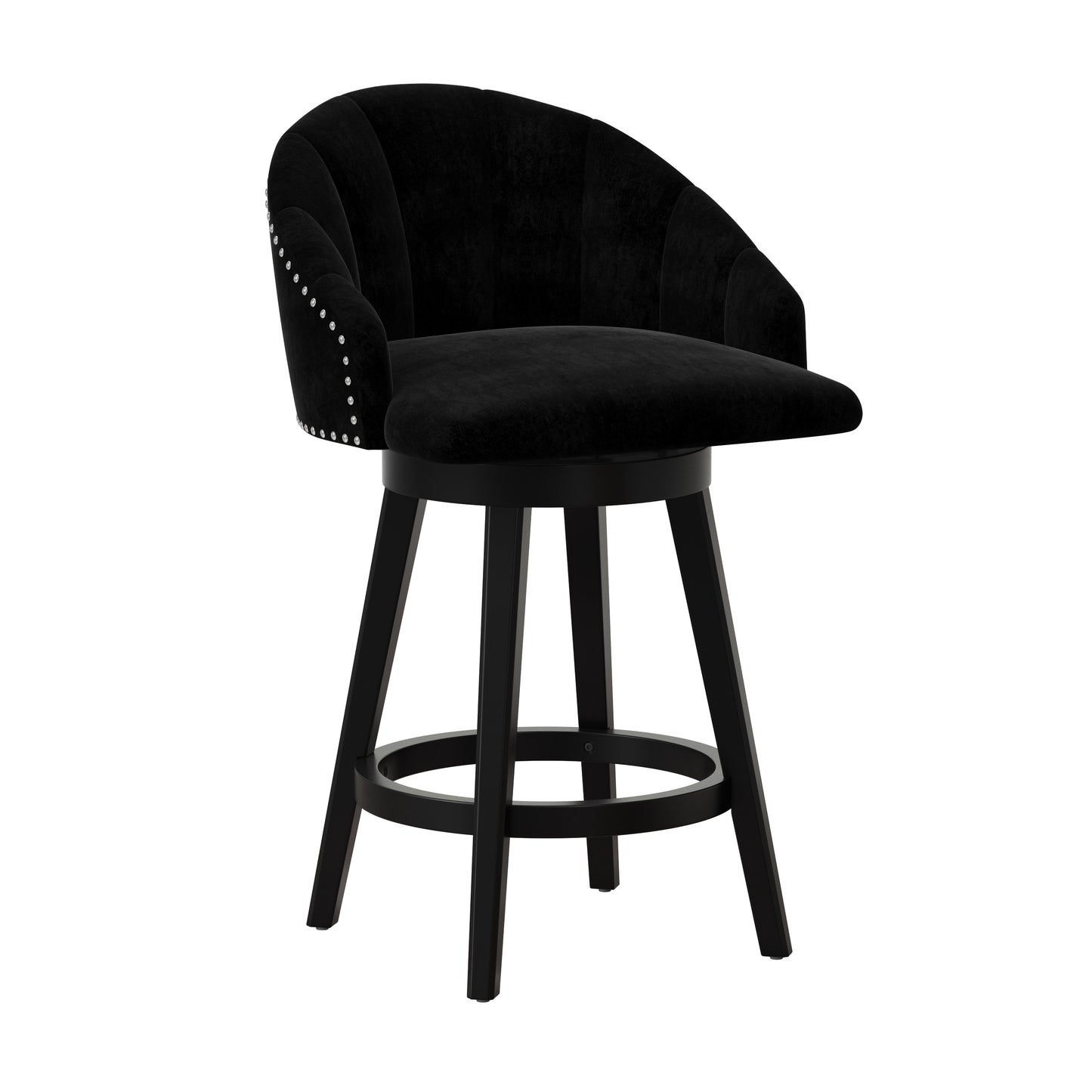 Hillsdale Furniture Dulcie Wood and Upholstered Counter Height Swivel Stool, Black