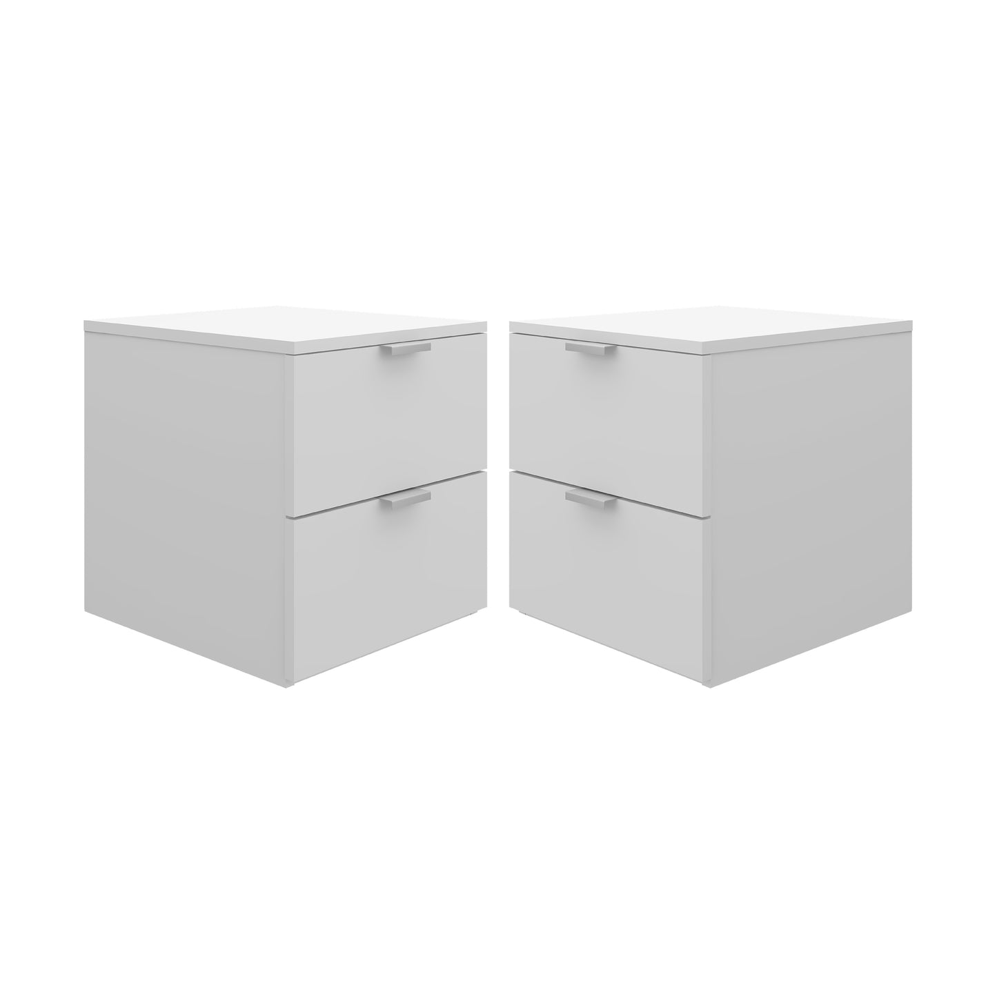 Hillsdale Living Essentials Delmar Wood 2 Drawer Nightstand, Set of 2, Matte White