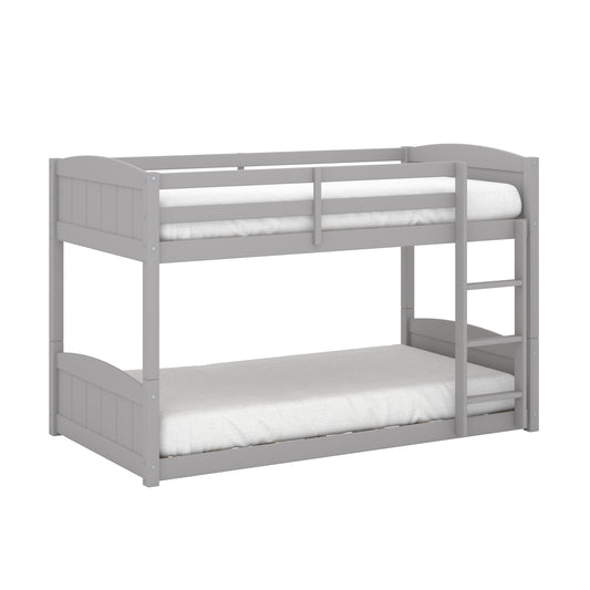 Living Essentials by Hillsdale Alexis Wood Arch Twin Over Twin Floor Bunk Bed, Gray