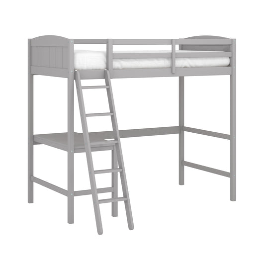 Living Essentials by Hillsdale Alexis Wood Arch Twin Loft Bed with Desk, Gray