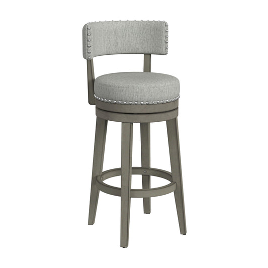 Hillsdale Furniture Lawton Wood Bar Height Swivel Stool, Antique Gray with Ash Gray Fabric