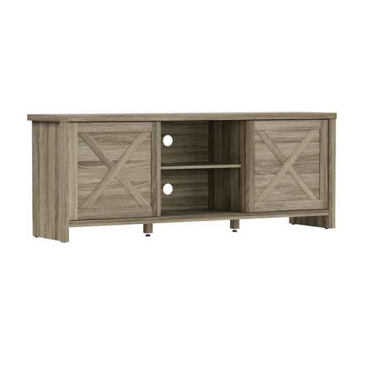 Living Essentials by Hillsdale Columbus 64 Inch Wood Entertainment Console, Dark Oak Finish