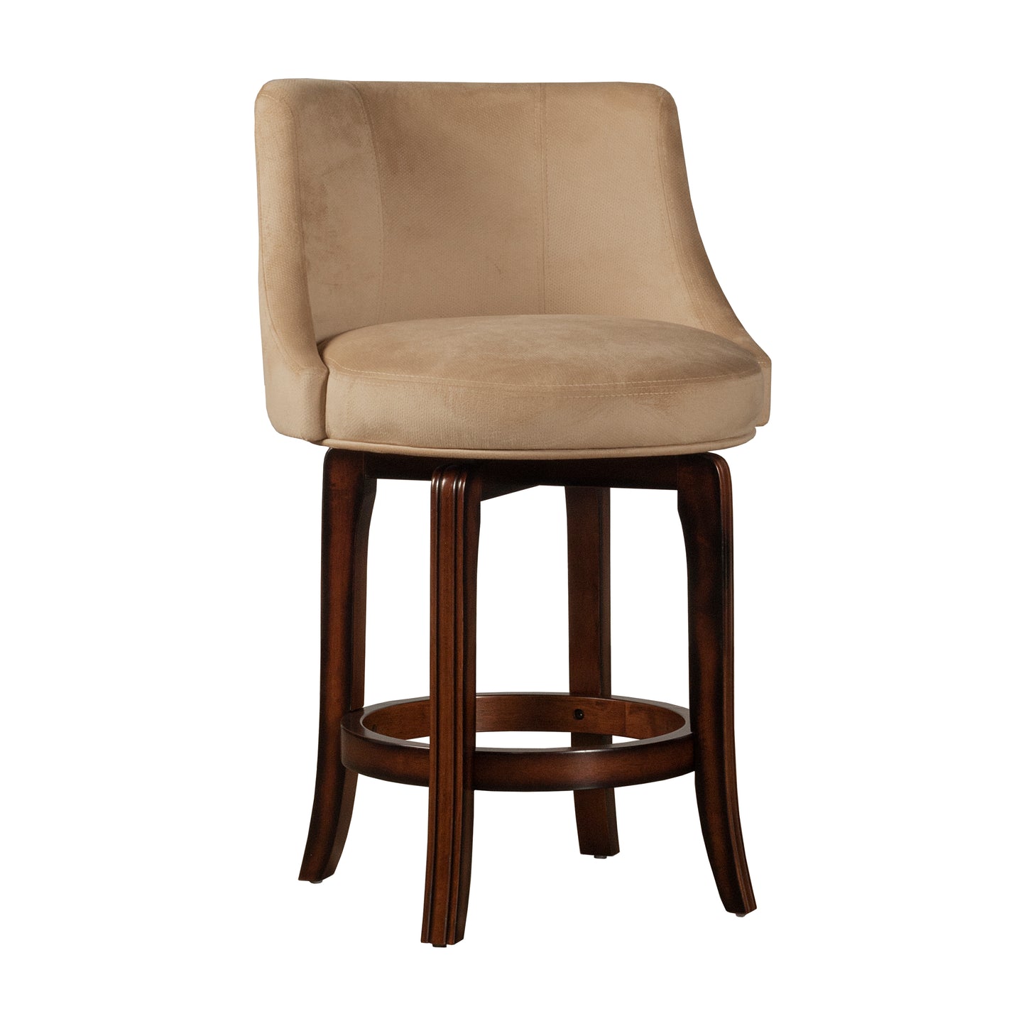 Hillsdale Furniture Napa Valley Wood Counter Height Swivel Stool, Dark Brown Cherry  with Textured Khaki Fabric