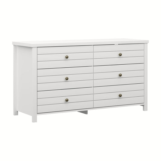 Living Essentials by Hillsdale Harmony Wood 6 Drawer Dresser, Matte White