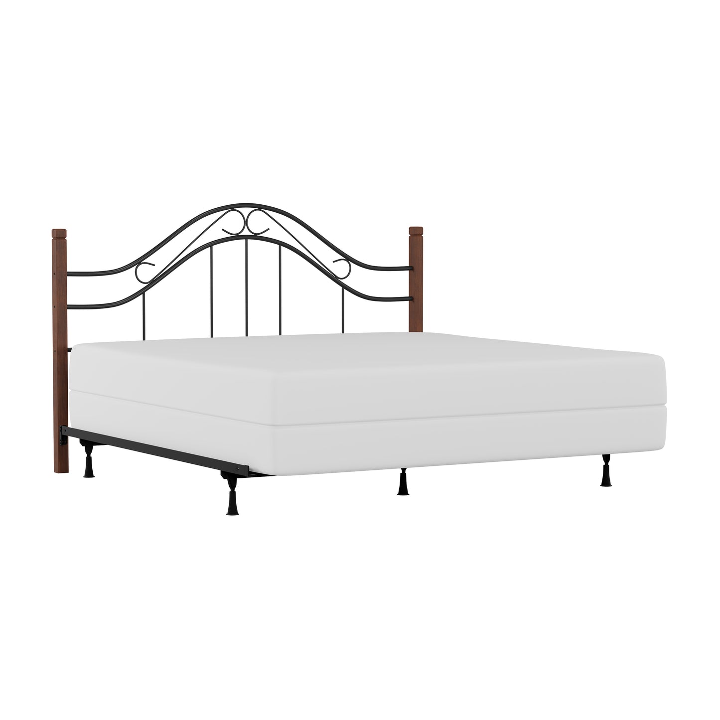 Hillsdale Furniture Matson King Metal Headboard with Frame and Cherry Wood Posts, Black