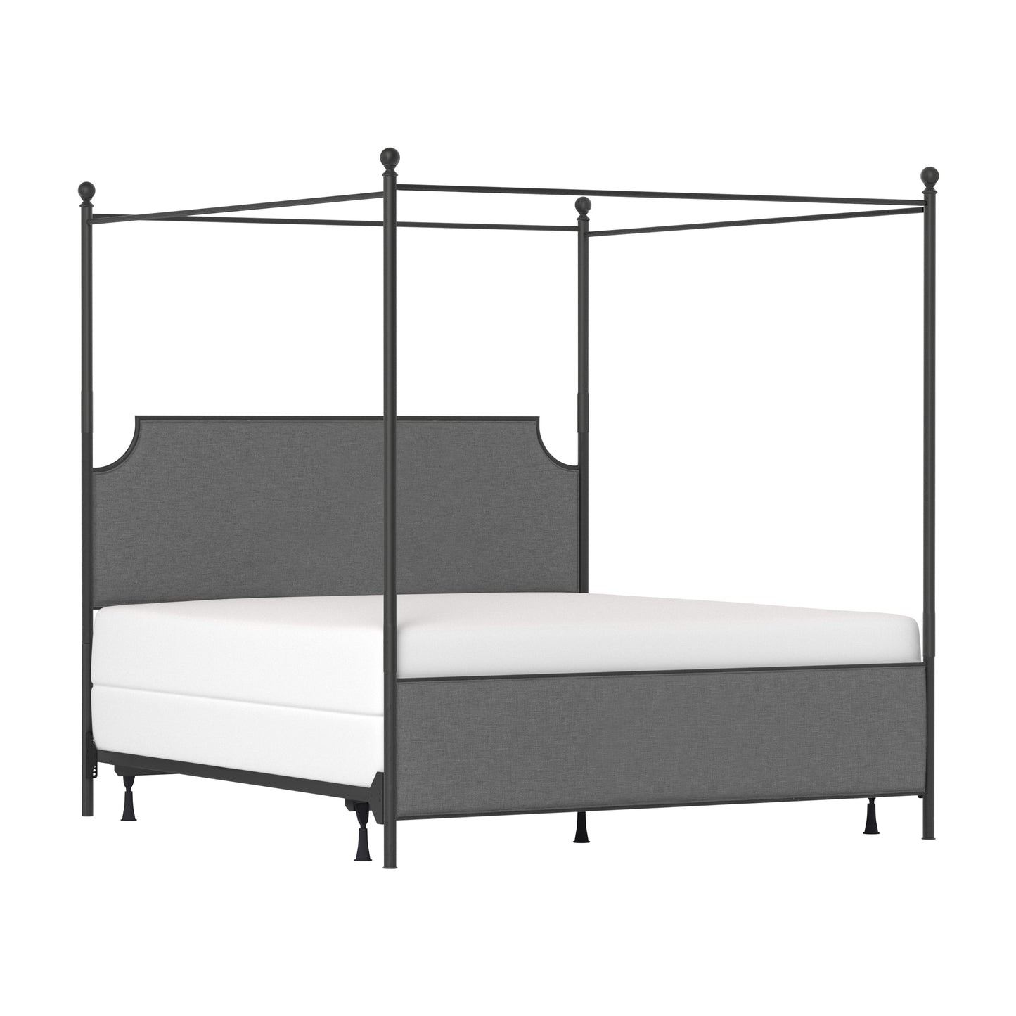 Hillsdale Furniture McArthur King Metal and Upholstered Canopy Bed, Matte Black with Gray Fabric