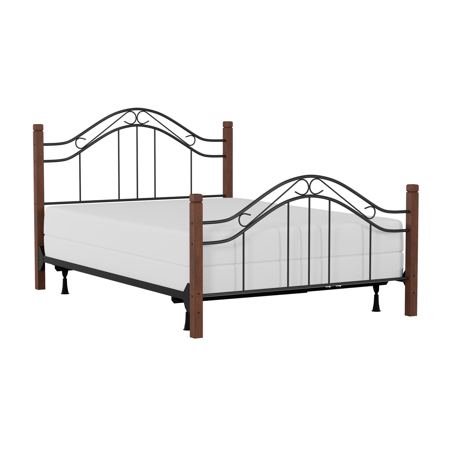 Hillsdale Furniture Matson Full Metal Bed with Cherry Wood Posts, Black