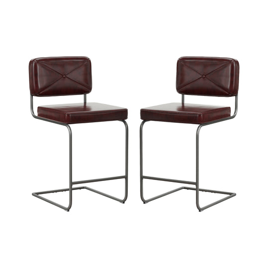 Hillsdale Furniture Breuer Metal Counter Height Stools, Set of 2, Burgundy