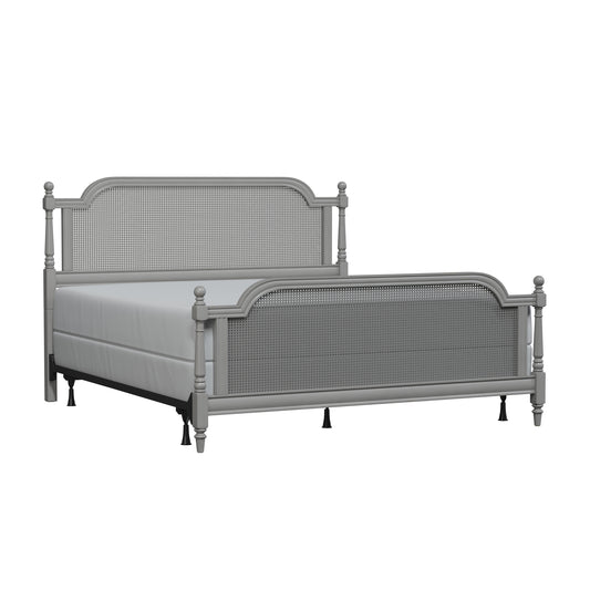 Hillsdale Furniture Melanie Wood and Cane King Bed, French Gray