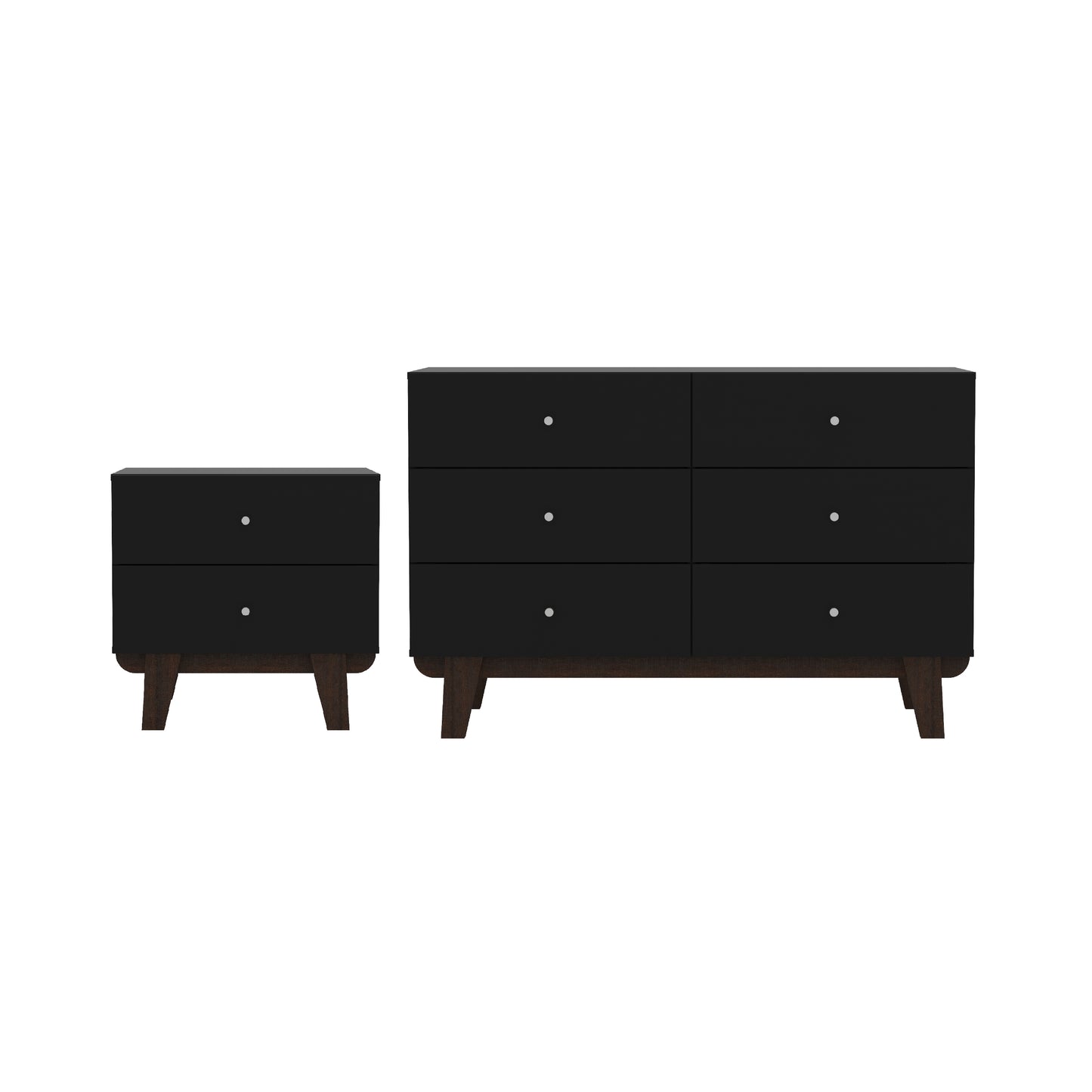 Living Essentials by Hillsdale Kincaid Wood 6 Drawer Dresser and 2 Drawer Nightstand, Matte Black