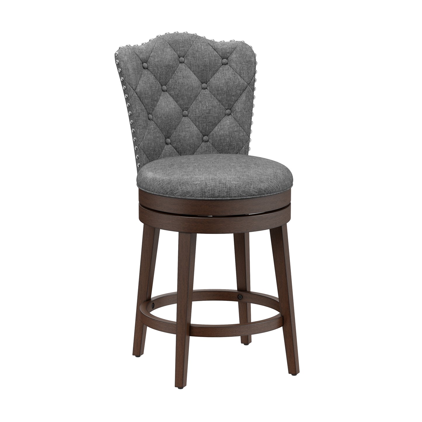 Hillsdale Furniture Edenwood Wood Counter Height Swivel Stool, Chocolate with Smoke Gray Fabric