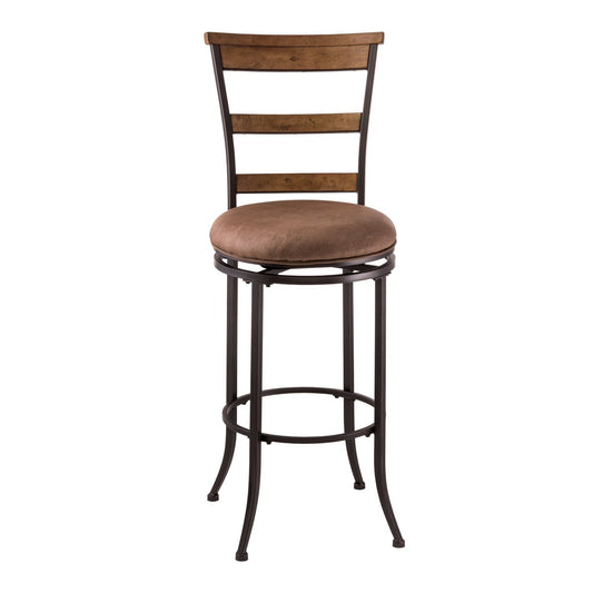 Hillsdale Furniture Charleston Metal Ladder Back Counter Height Swivel Stool, Dark Gray