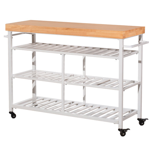Hillsdale Furniture Kennon Metal Kitchen Cart with Wood Top, White