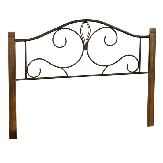 Hillsdale Furniture Destin King Metal Headboard with Wood Posts and Frame, Oak