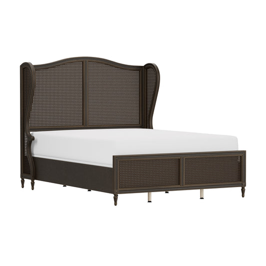 Hillsdale Furniture Sausalito Wood and Cane Queen Bed, Oiled Bronze