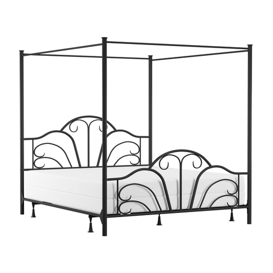 Hillsdale Furniture Dover King Metal Canopy Bed, Textured Black